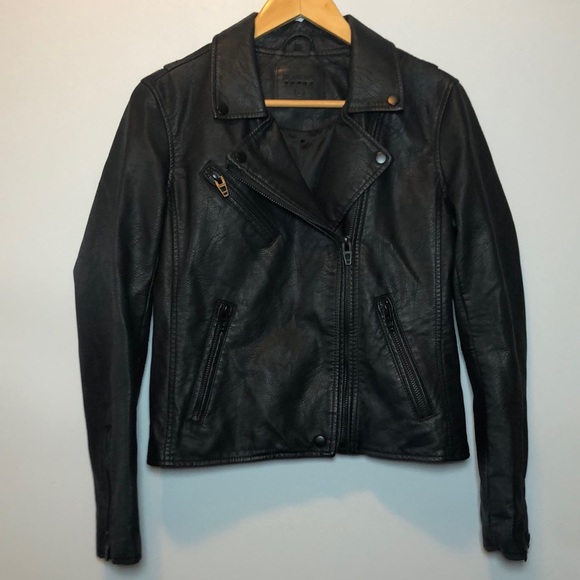 Blank NYC Moto Jacket Women’s Small Black Vegan Faux Leather Grunge Zippers Goth - Picture 4 of 17